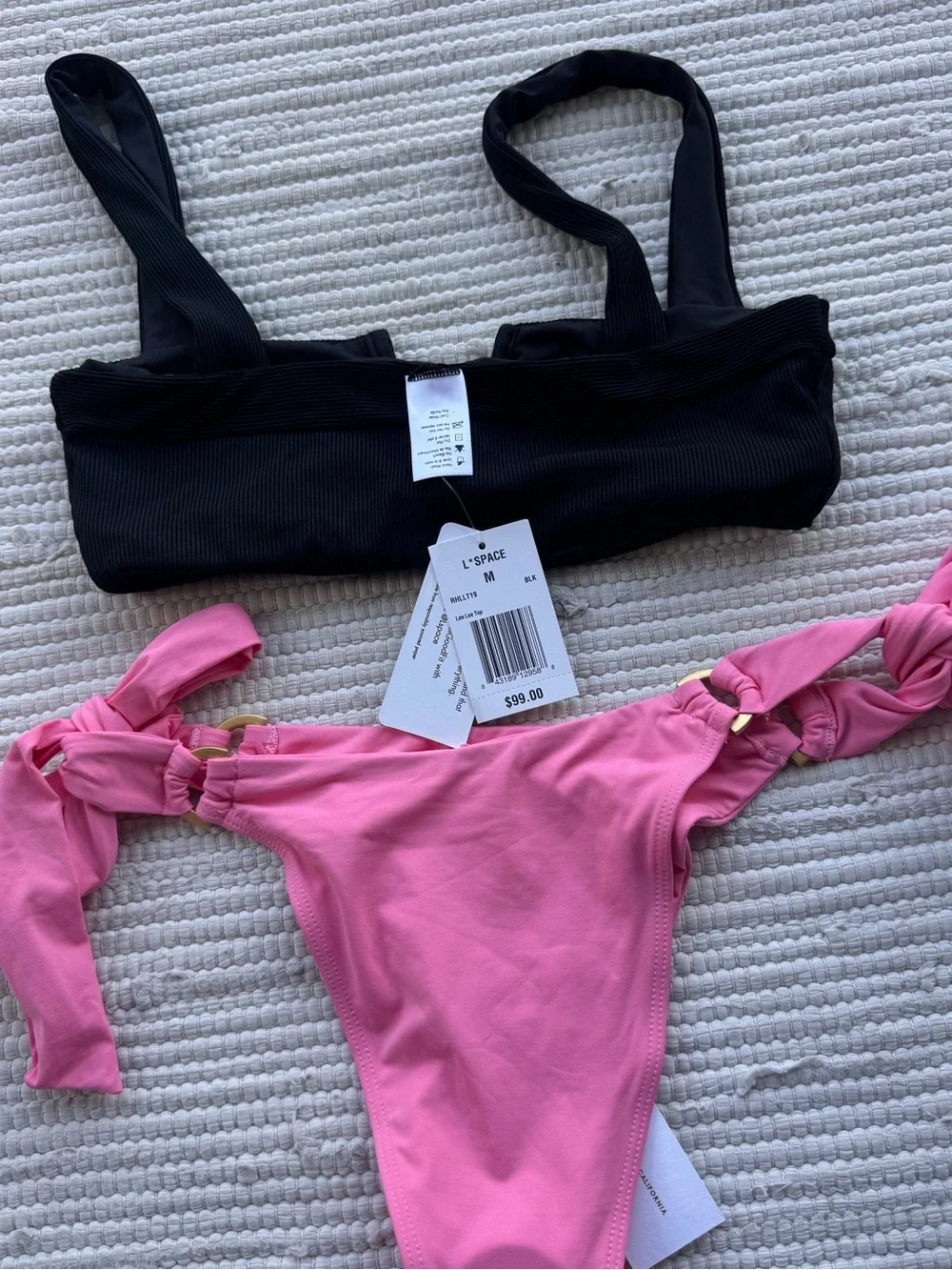 L*SPACE Black & Pink Bikini Set NWT | Lee Lee Top & Kiki Tanga Bottom